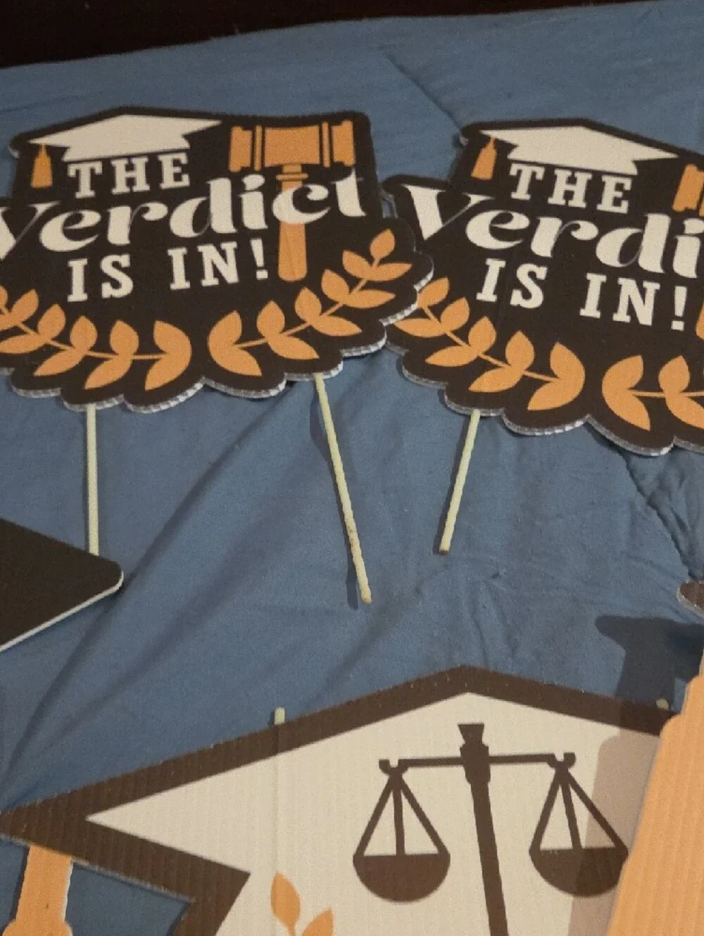 Big Dot of Law School Grad Party/lawn Picks-Front Door Sign Black & Gold